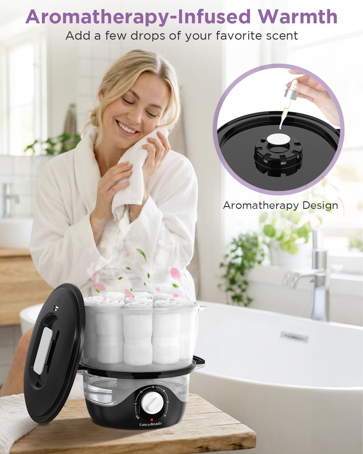 EASYINBEAUTY Hot Towel Warmer for Spa, 2.6L Small Towel Warmer with Transparent Water Tank, Rapid Heating Towel Steamer for Facial, Massage and Salon