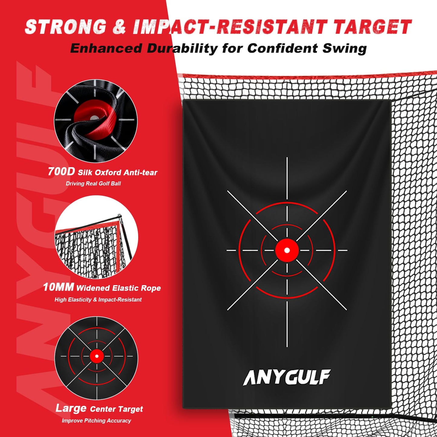 Pro Golf Net, 10x7ft Heavy Duty Golf Practice Net with Mat, Outdoor Indoor Hitting Nets with Noise Reduce Silk Target for Backyard Driving Chipping/Garage Training, Christmas Golf Gifts for Men Boys