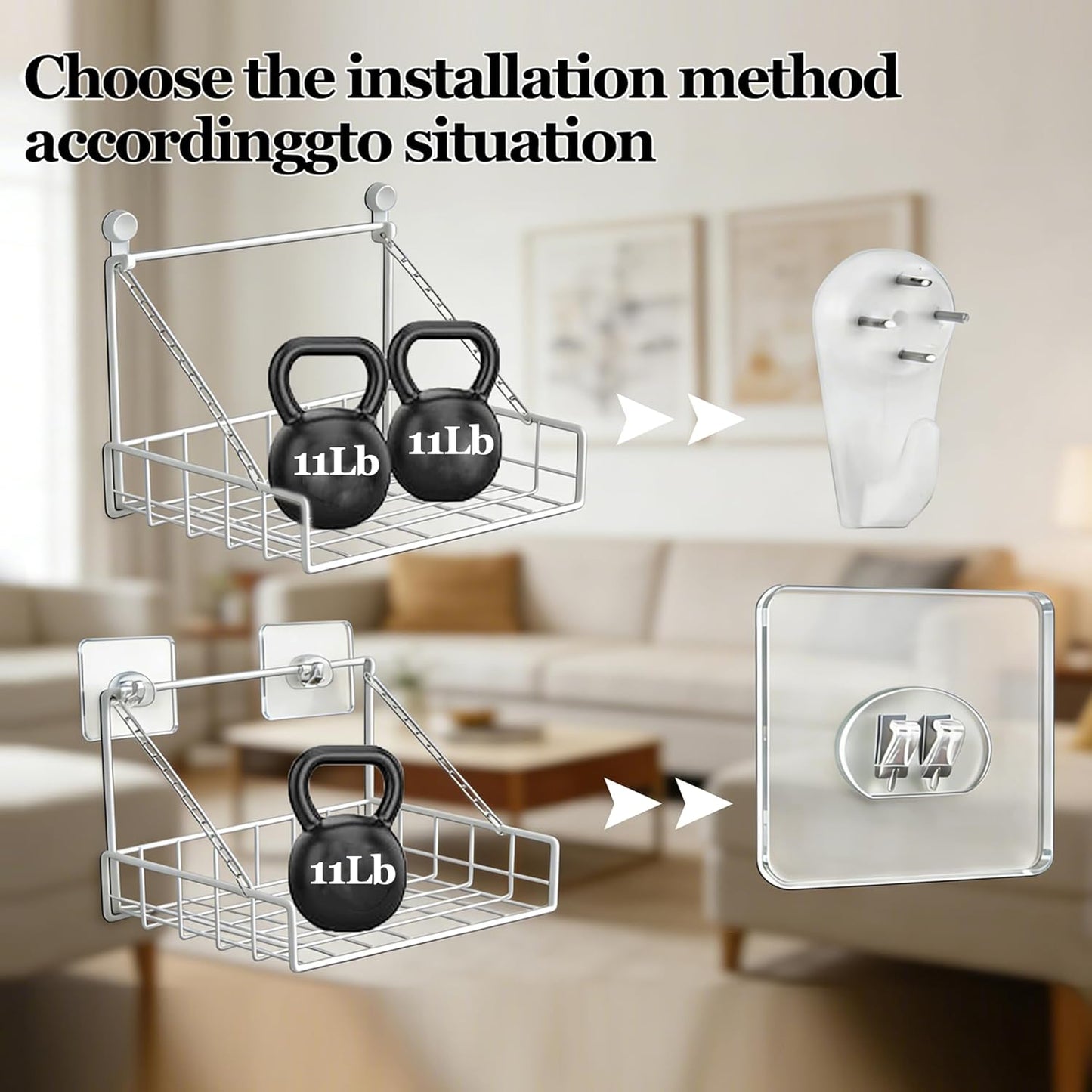 MQXYSDLY 2 11.5" 8.5" Projector Wall Bracket Router Wall Mount Suspension Cup Organizer Free No Drilling Pegs