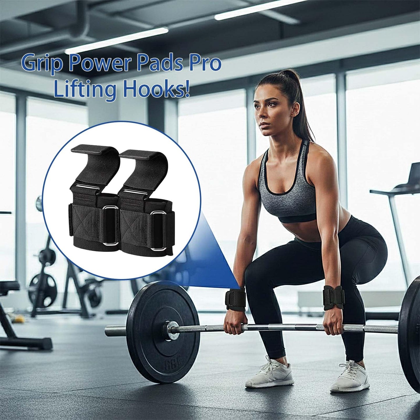 Weight Lifting Hooks (Pair) - Heavy Duty Lifting Wrist Straps, Hand Grip Support for Deadlifts, Pull Ups, Shrugs, Weightlifting Hooks Gym Gloves for Men and Women (Black)