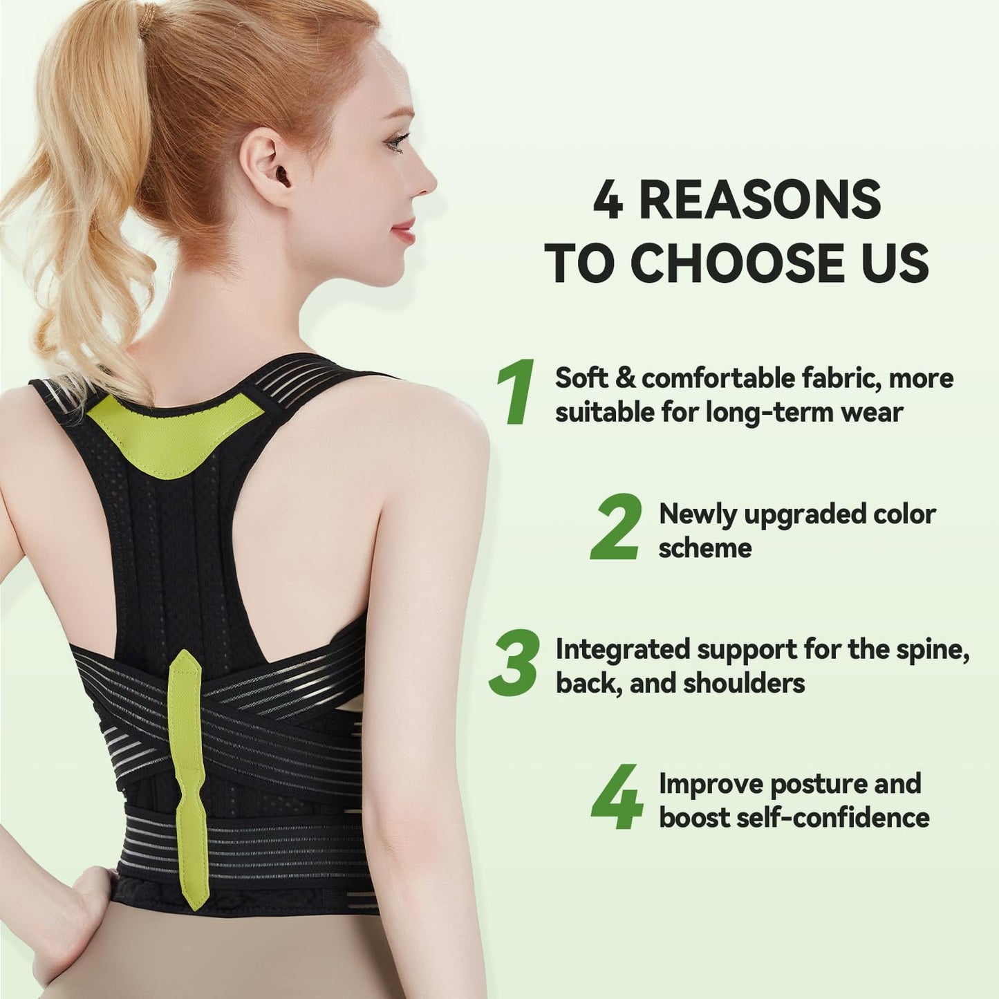 Posture Corrector for Women and Men, Invisible Full Back Support Brace with Enhanced Breathable Mesh, Shoulder Straightener for Back & Neck Pain Relief, Scoliosis & Posture Improvement, Large