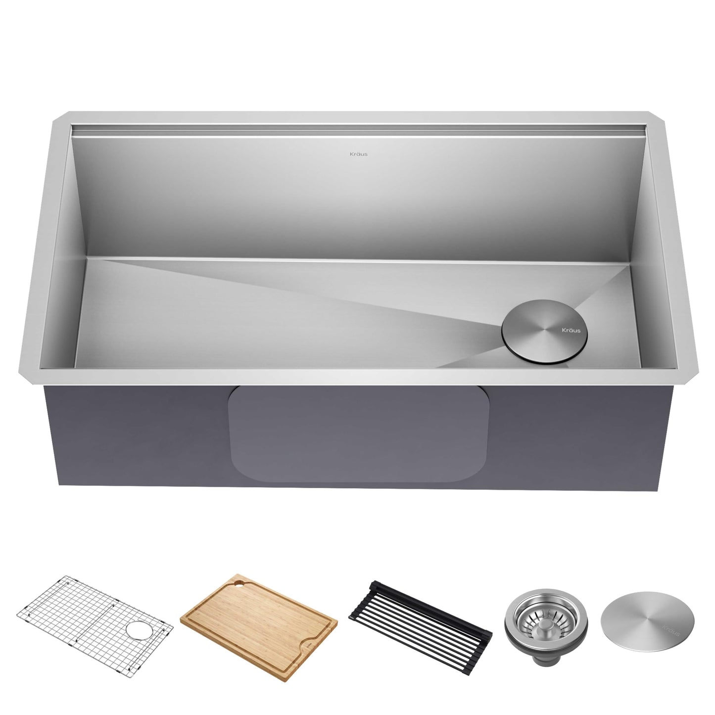 KRAUS Kore 32-Inch Undermount Workstation 16 Gauge Single Bowl Stainless Steel Kitchen Sink with Accessories, KWU110-32