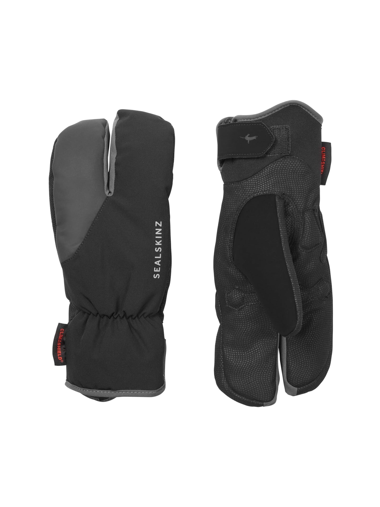SEALSKINZ Barwick Waterproof Extreme Cold Weather Cycle Split Finger Glove, Black/Grey, L