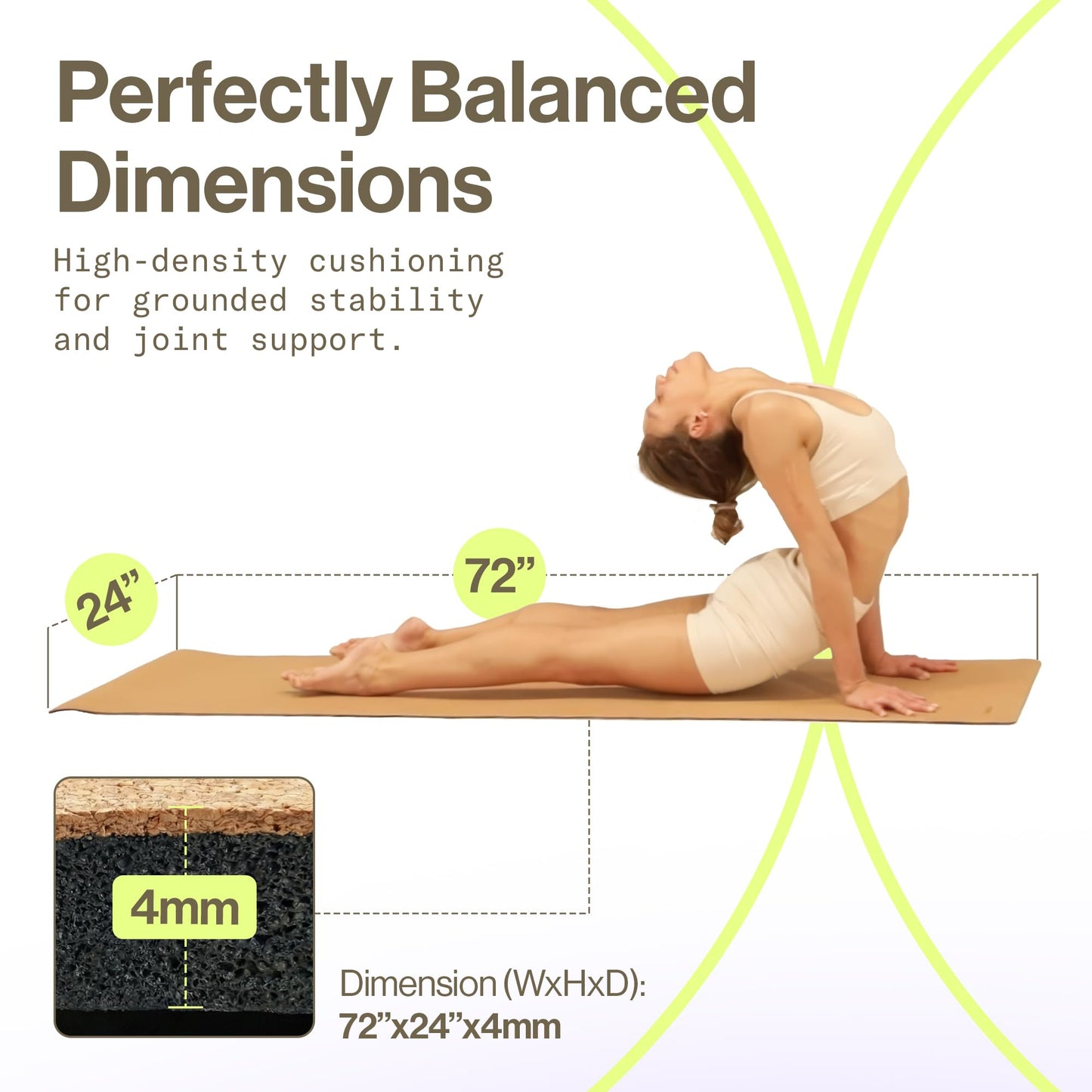 Ananday Premium Cork Yoga Mat - Sustainable, Non-Toxic & PVC-Free, Non-Slip, Perfect for Hot Yoga, Pilates & Exercise - Cushioned for Superior Comfort & Support