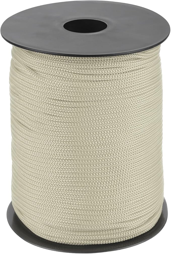 MECCANIXITY 1/8 Inch Polypropylene Rope Braided Ropes, 328ft Nylon Rope Hollow Utility Cord for Clothesline, Camping, Hiking, Outdoor, Camel Grey