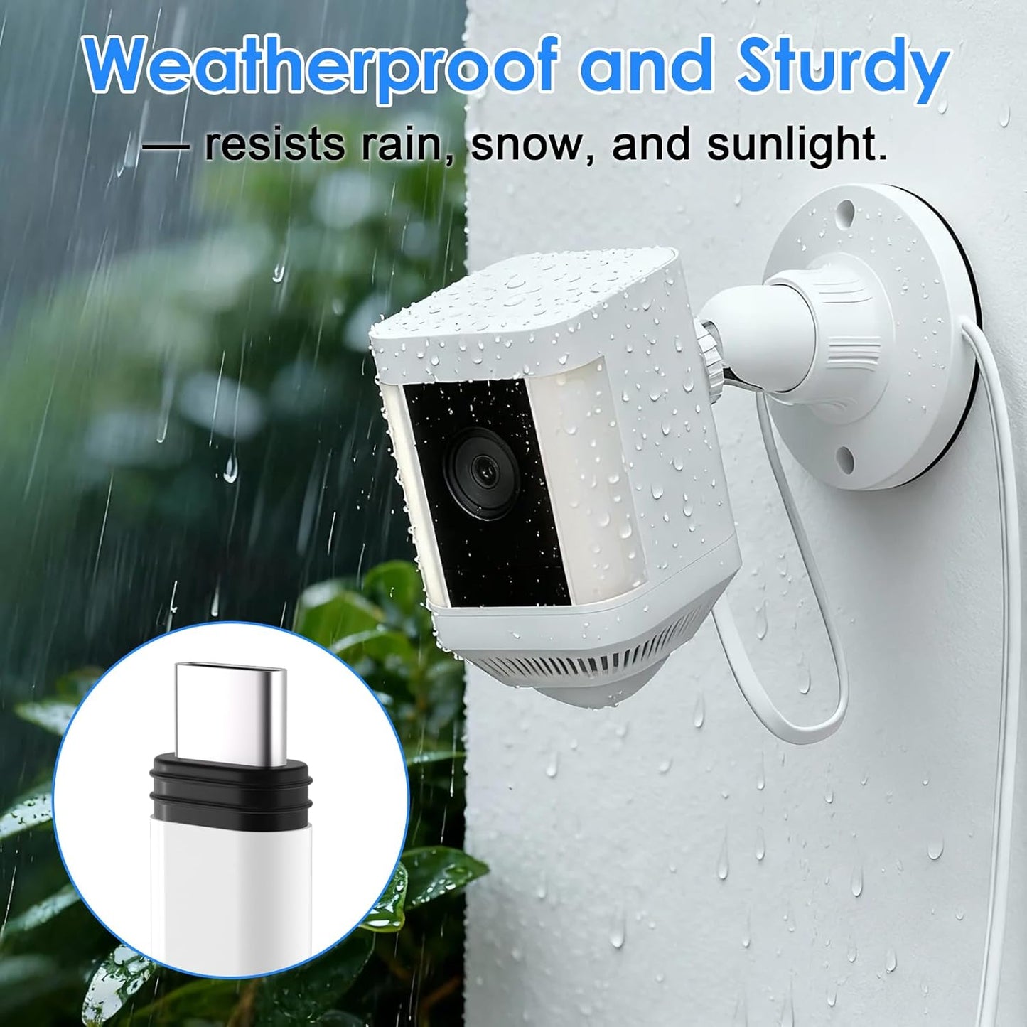 25ft Power Adapter with Mount for Spotlight Cam Plus/Pro (Battery) and Outdoor Cam Plus (Battery), Weatherproof Power