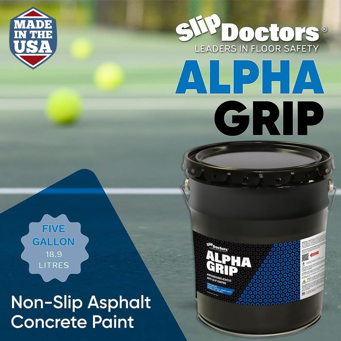 Alpha Grip Non-Slip Paint for Concrete & Asphalt – Non-Skid Coating Ideal for Striping Parking Lots, Playgrounds & Pavements (Red, 5 Gallon)