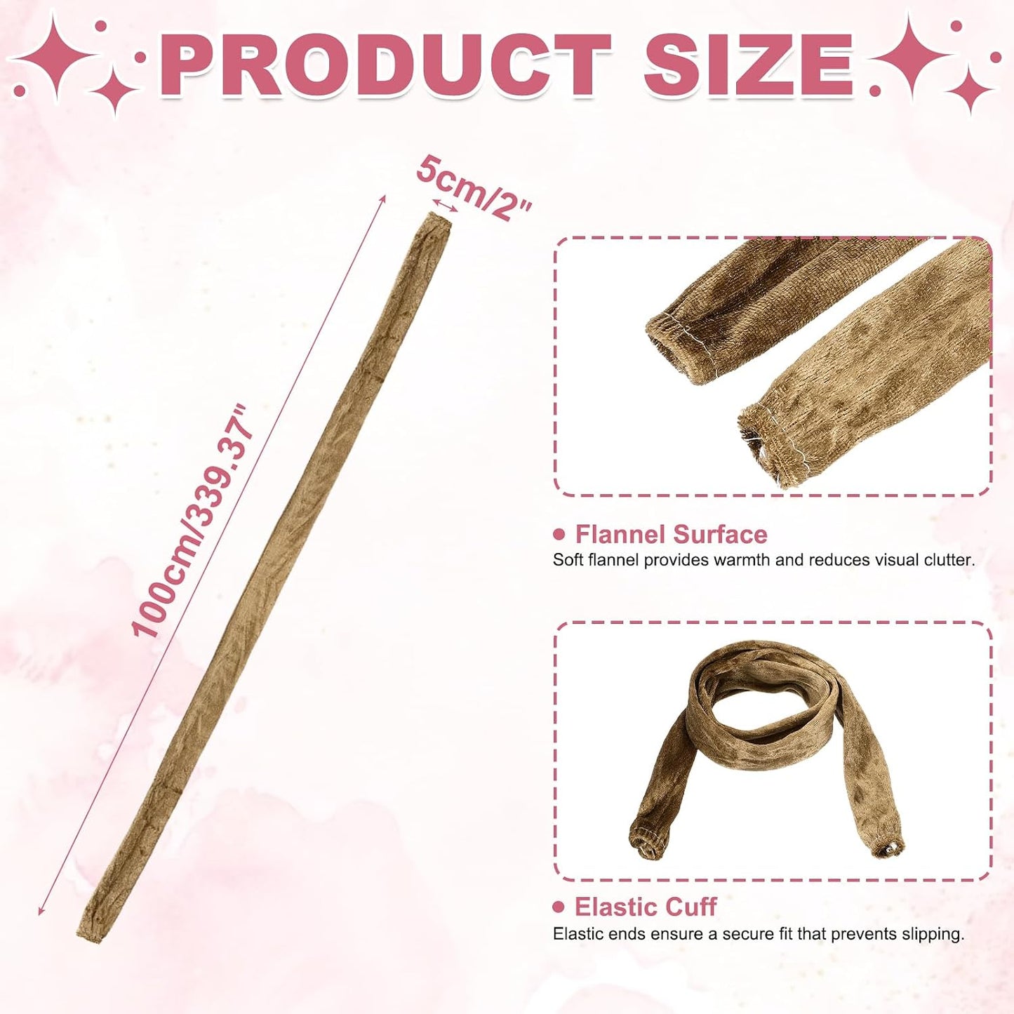VIAPUICE 3.3 1 Chandelier Chain Cord Cover Ft, Pcs Hanging Light Chain Sleeve Slip-On Fabric Cord Covers in Flannel
