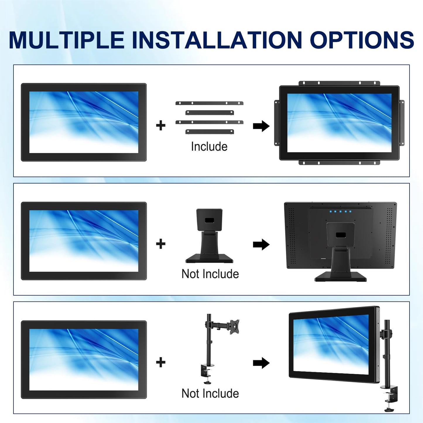 Bosunre 15.6 Inch Capacitive Touch Screen Monitor, 1920x1080 Industrial Touch Display, Metal Housing HD-MI,VGA Input, Open Frame Touchscreen Monitor for Industrial Automation Control