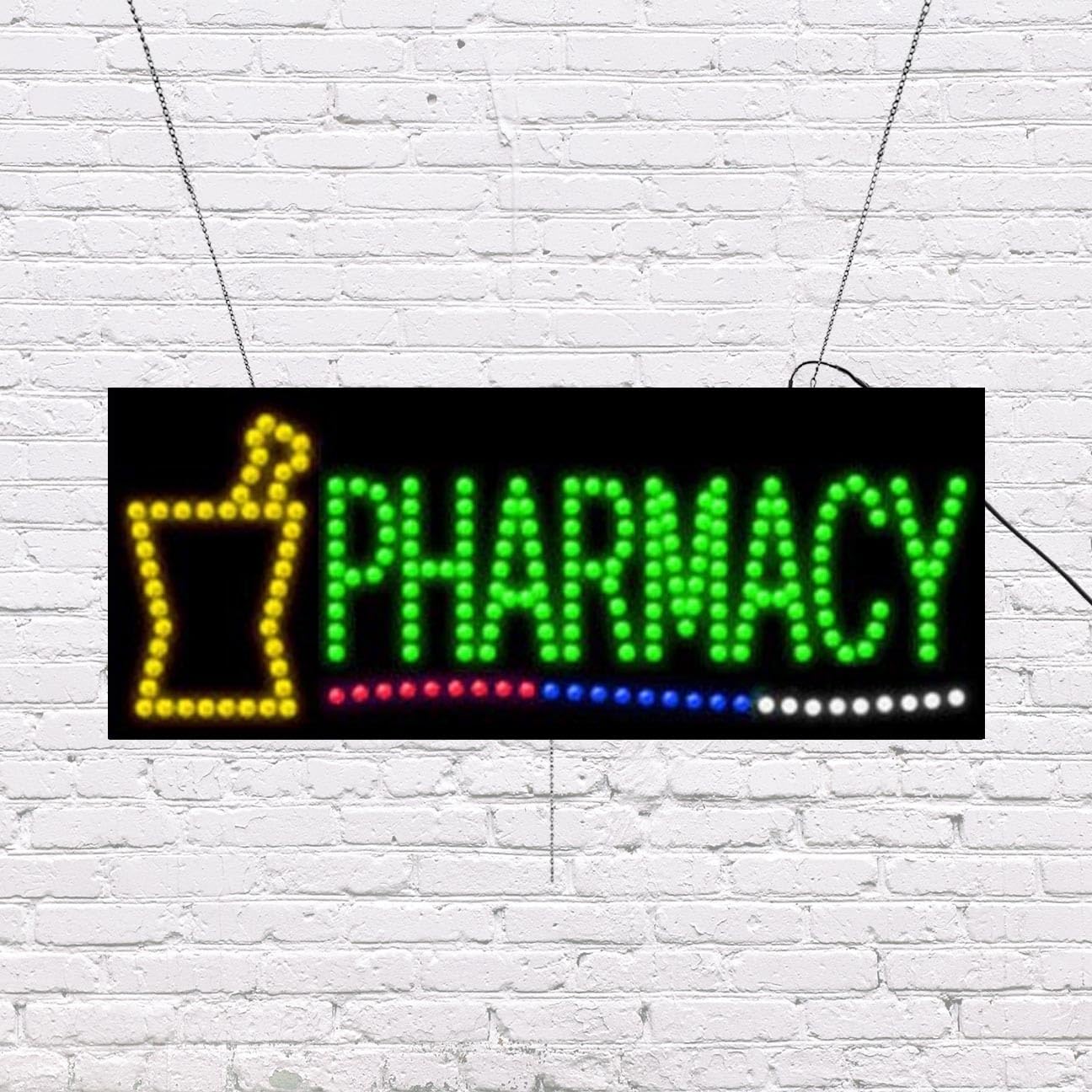 LED Pharmacy Sign for Retail Business Displays |Advertising Electronic Light Up Sign for Windows Walls |11"h x 27"w x 2"d