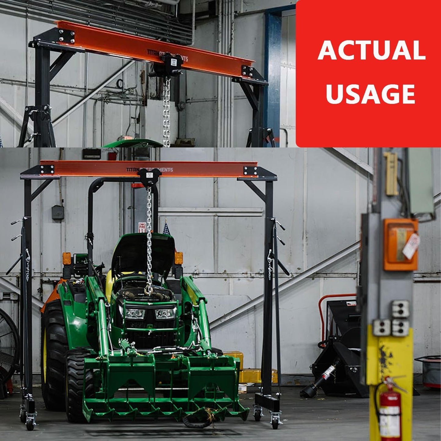 2-Ton (4,400 LBS) Adjustable Gantry Crane | 8–12 FT Height Adjustable | Shop Lift Hoist with Manual Trolley, Hook & Shackles | Portable Overhead Crane for Warehouse, Factory, Garage