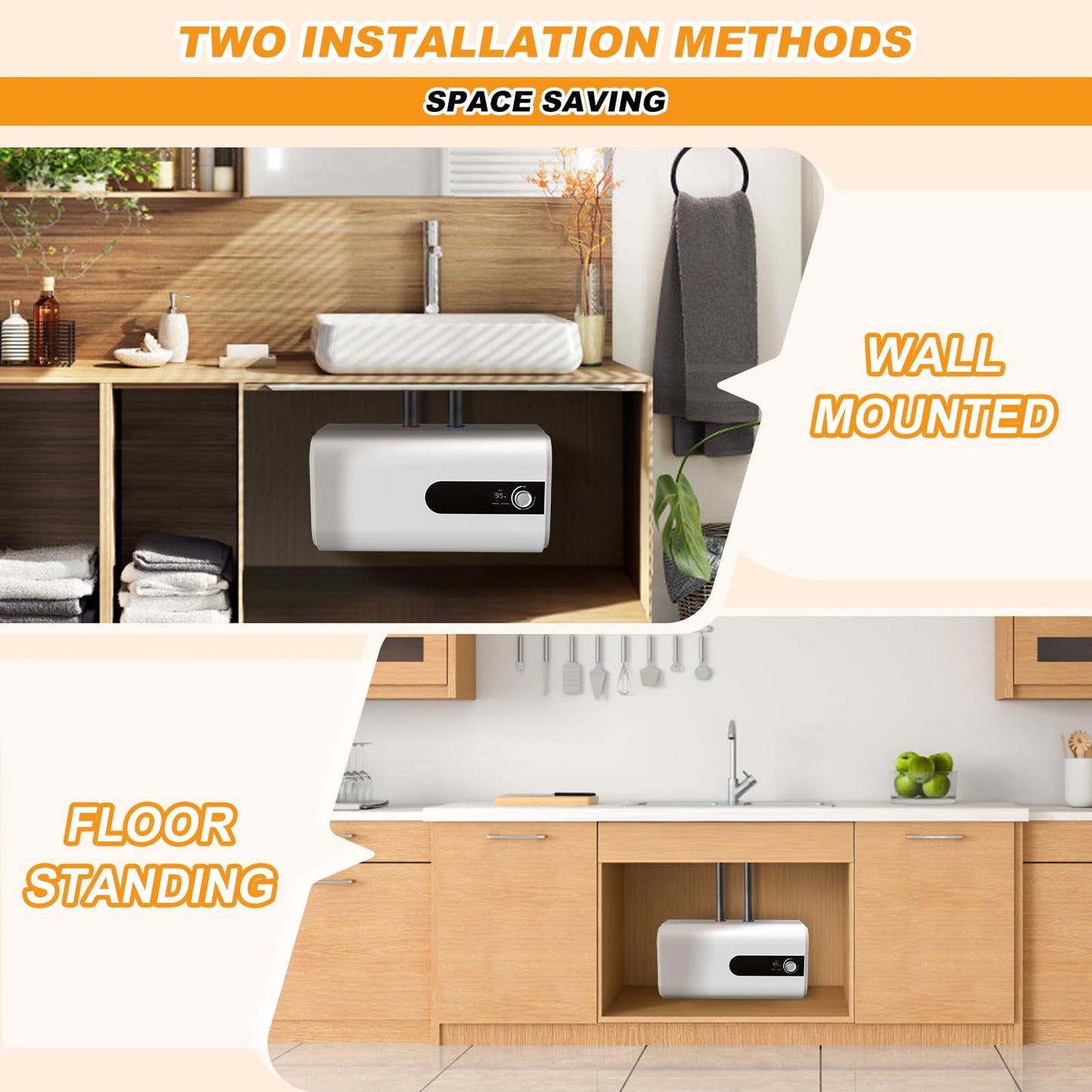 4Gallon Mini Tank Water Heater Electric, 1500W Under Sink Hot Water fot Point of Use, 110V Instant Hot Water Heater for Kitchen, Office