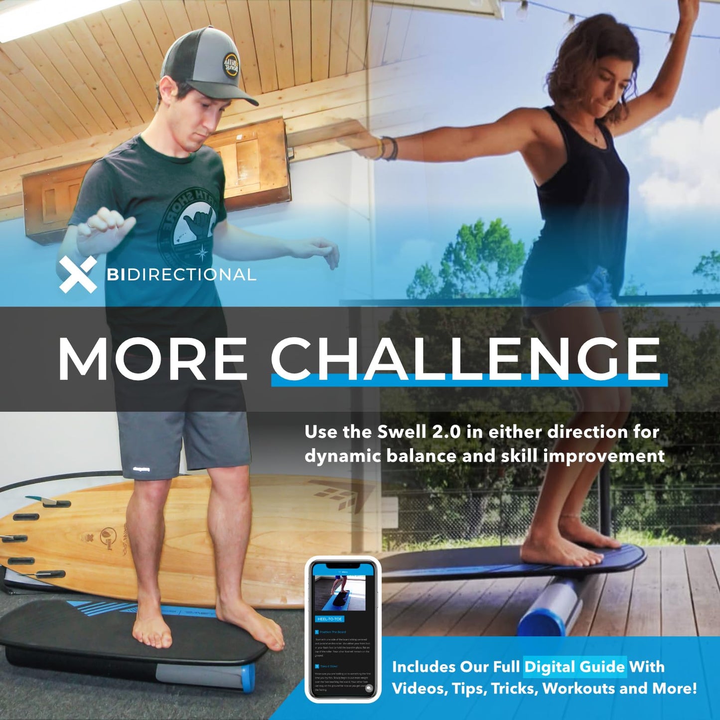 Revbalance Swell 2.0 - Surf & Paddle Balance Board Trainer (Midnight - Black)
