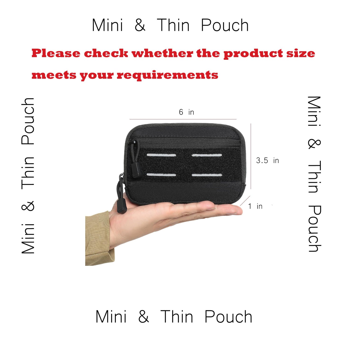 Mini Heavy Duty Tactical Belt Pouch for Men - Small Molle Pouch,Tactical Admin Pouch Compact EDC Utility Gadget Gear Pouches for Traveling, Hiking (Black-1 Pack)