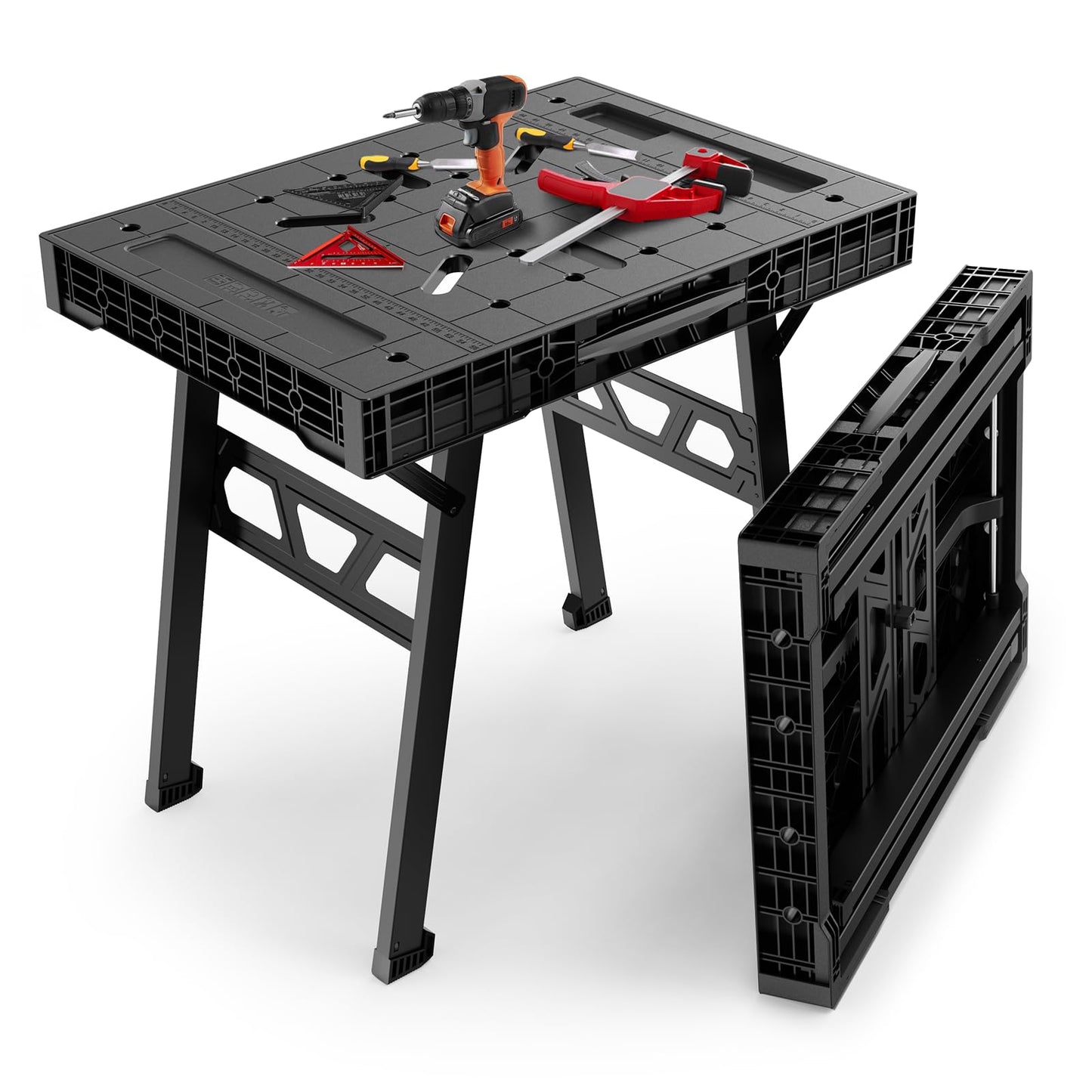 Express Folding Worktable, Easy Setup Portable Folding Workbench, 34" W x 24" D Lightweight Versatile Worktable with 1650 Lbs Load Capacity Work Benches for DIY Home Improvements Professional Worksite