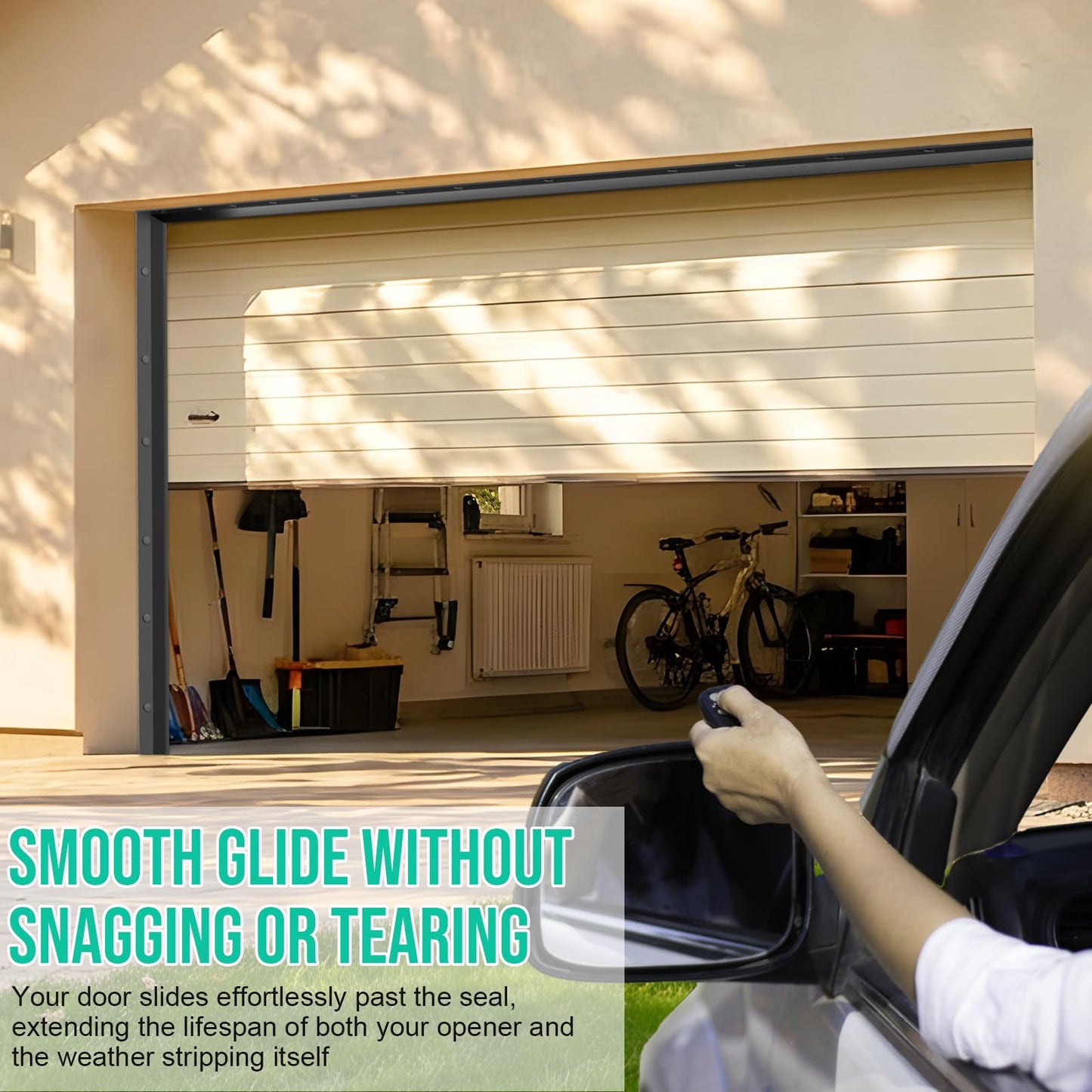 Garage Door Seal Top and Sides - Jobon 40FT Black Flexible TPE Self Adhesive Weather Stripping Kit | Block Rodents Drafts Rain Dust | Easy DIY Installation Universal Replacement