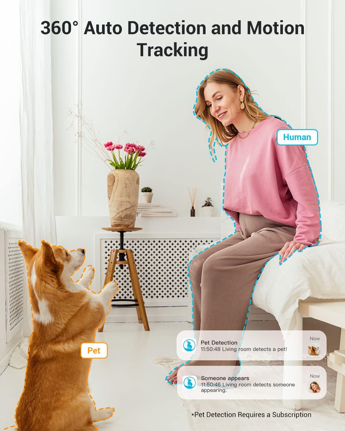 blurams 2K, 360-degree (White-2Pack) Security Camera Baby Monitor Dog Camera for Home Security