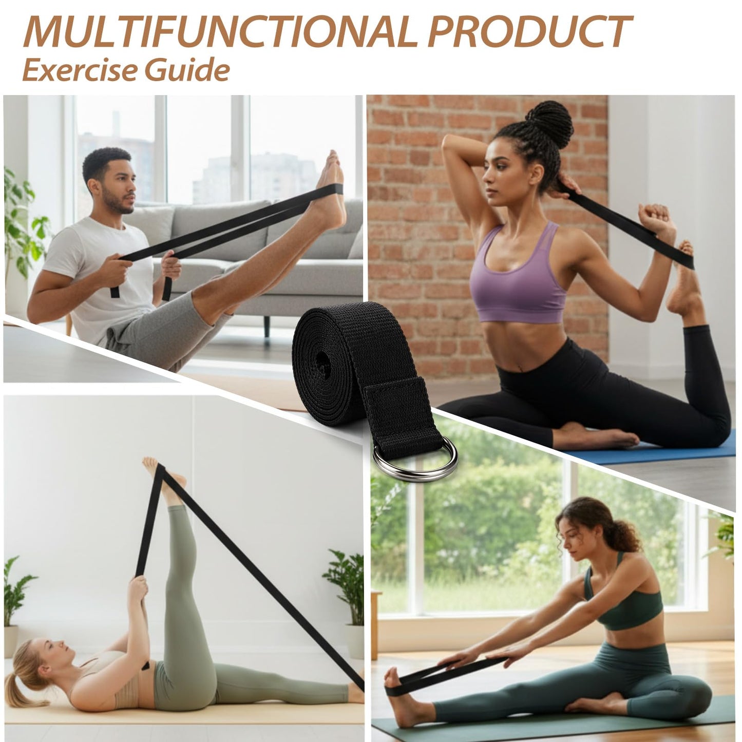 Leitee 6 Pcs Cork Yoga Blocks with Straps 9 x 6 x 4 Inch Cork Yoga Brick 8.2 FT Strap Non Slip High Density Bricks Exercise Blocks for Physical Stretching Flexibility Balance Fitness Pilates