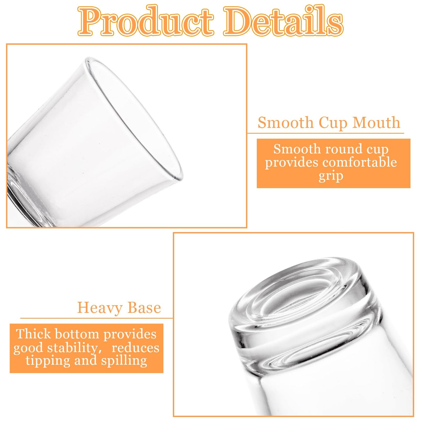 QTLCOHD 48 Pack 2 Oz Shot Glasses Bulk Clear Small Shot Cups Glass Set with Heavy Base for Vodka, Whiskey, Tequila, Espresso, Liquor