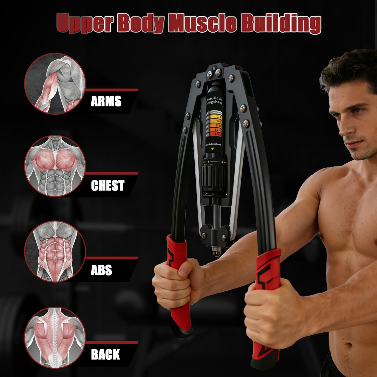 GudeKeen Hydraulic Twister Arm Exerciser, 22-440lbs Adjustable, Home Chest Workout Equipment, Hydraulic Power Training for Muscle Building