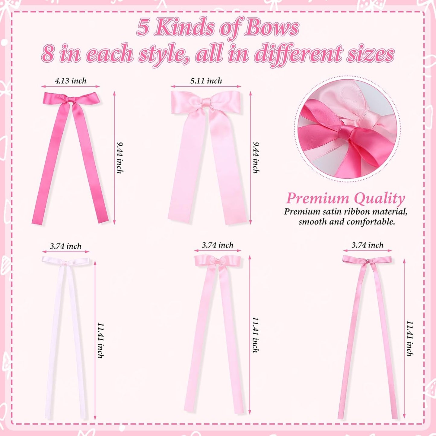 Skiennix 40Pcs Pink Bow Wall Decor - DIY Photo Backdrop & Garland for Birthday, Baby Shower, Bachelorette Party