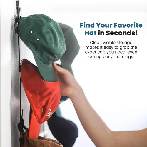 Jokari Over The Door Cap Rack Organizer - Adjustable Hat Storage System | Holds 16 Baseball Caps