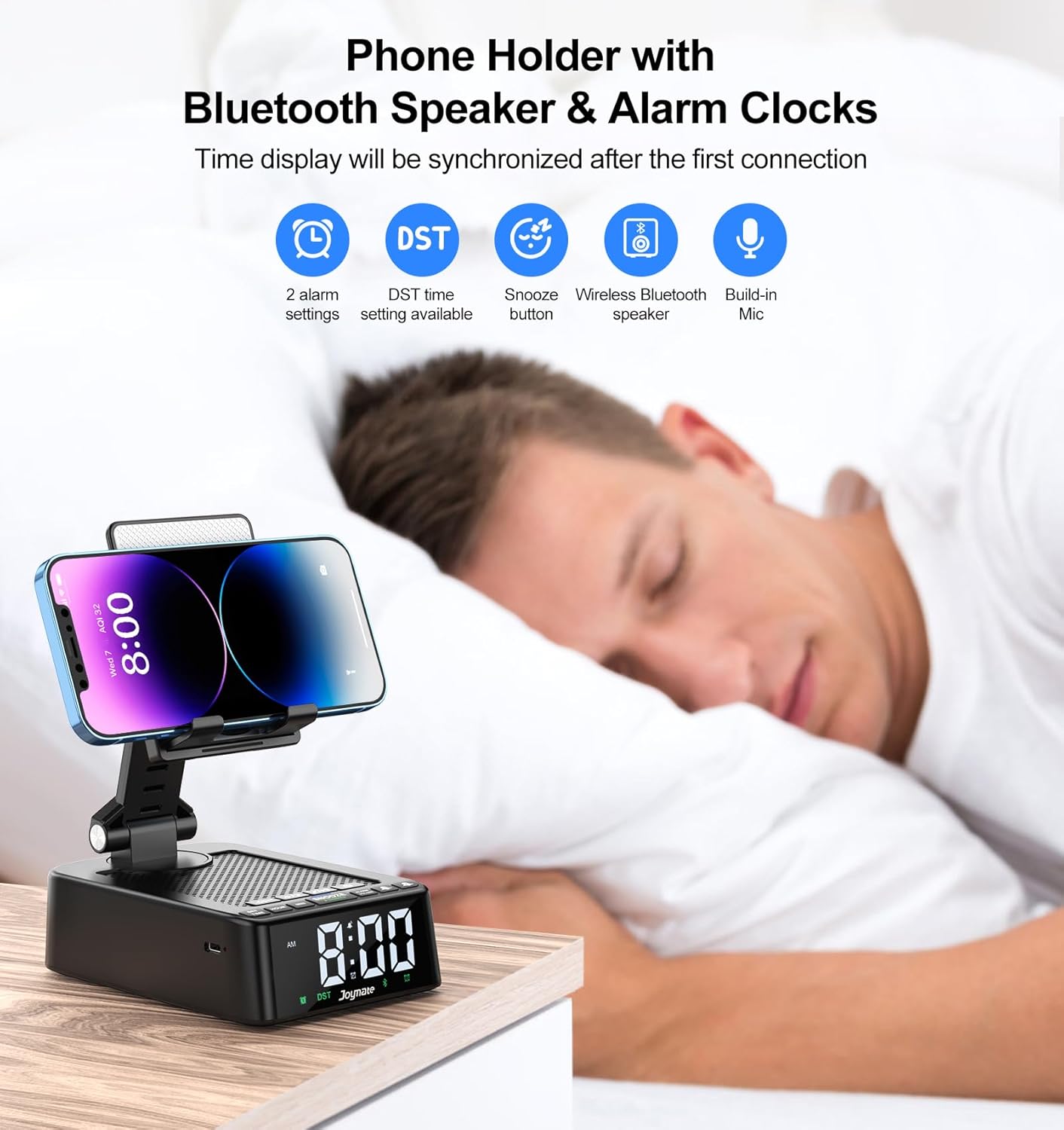 Joymate 360 Gifts for Men and Women, Phone Stand with Bluetooth Speaker and Rotable Angle Adjustable Phone Holder