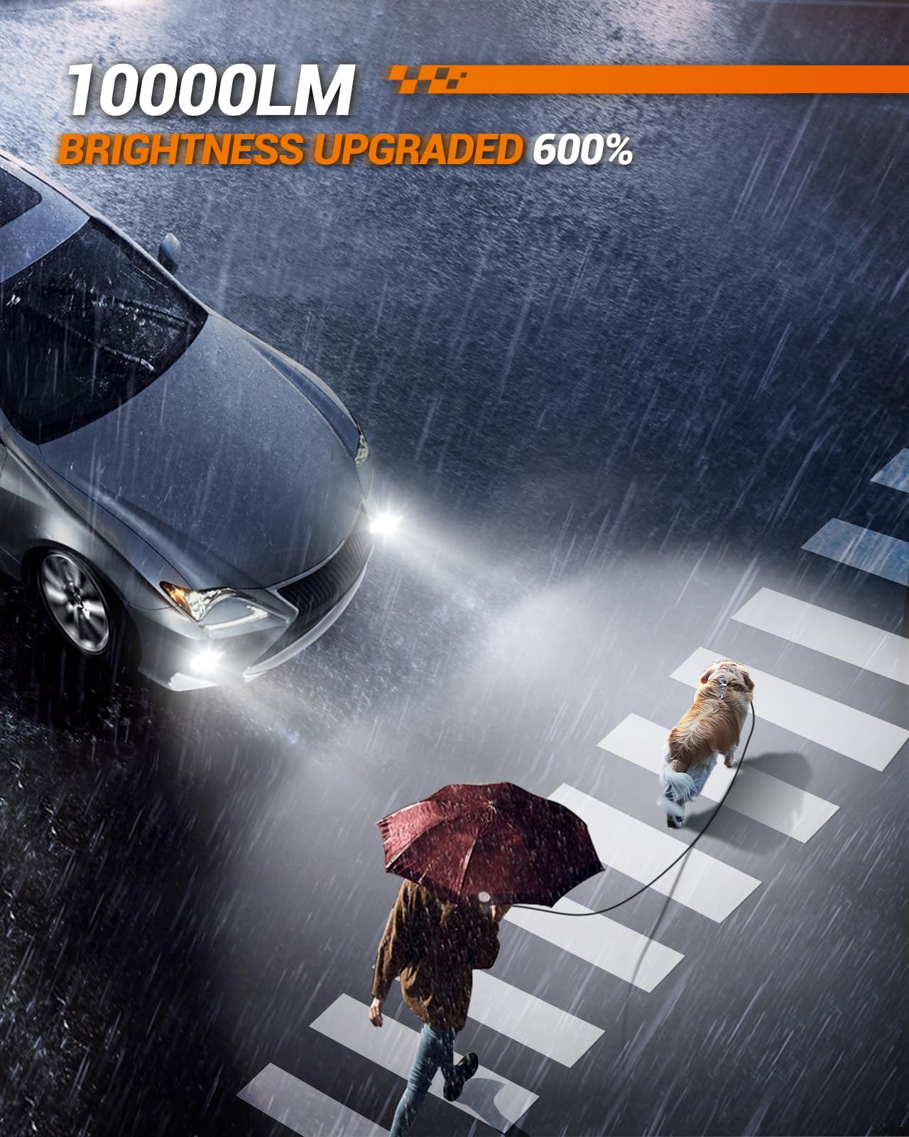 SEALIGHT H10 LED Fog Light Bulbs, 10000LM, 6500K White, H10/9145/9140 Size, Pack of 2