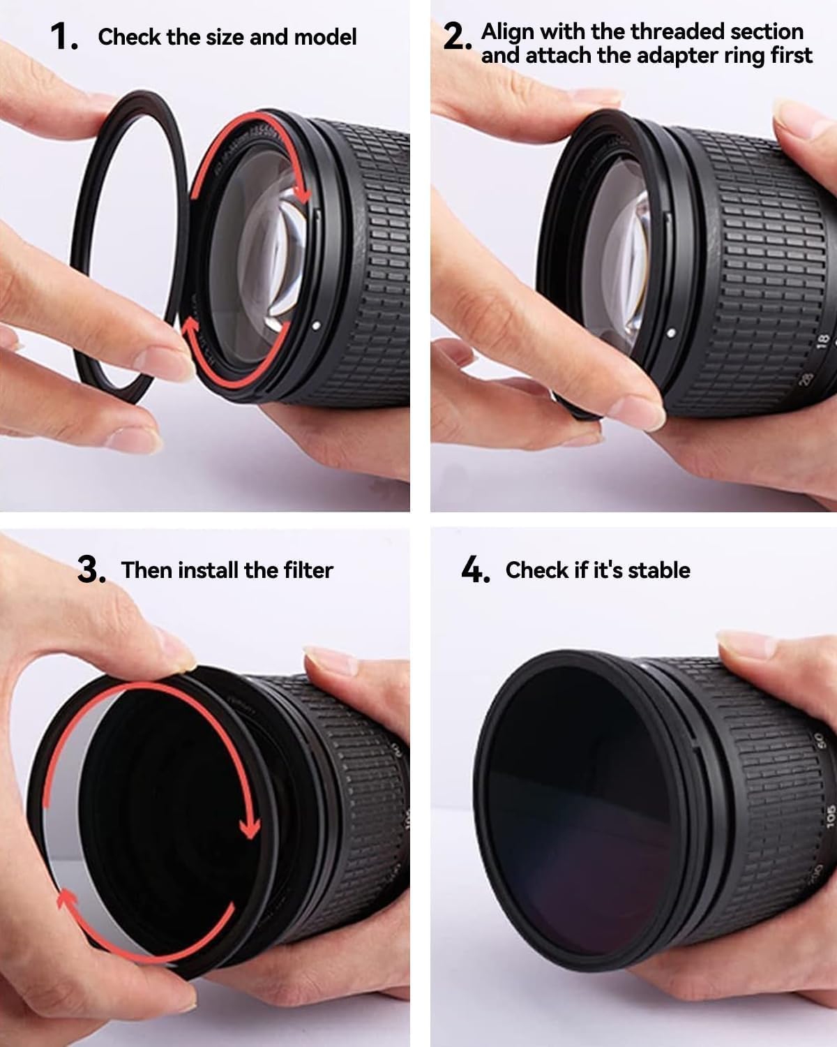 FENICHI (43mm-43mm) Metal Step-Up/Down Ring Adapter Compatible with Mirrorless Cameras DSLR Lens, UV CPL ND Filter