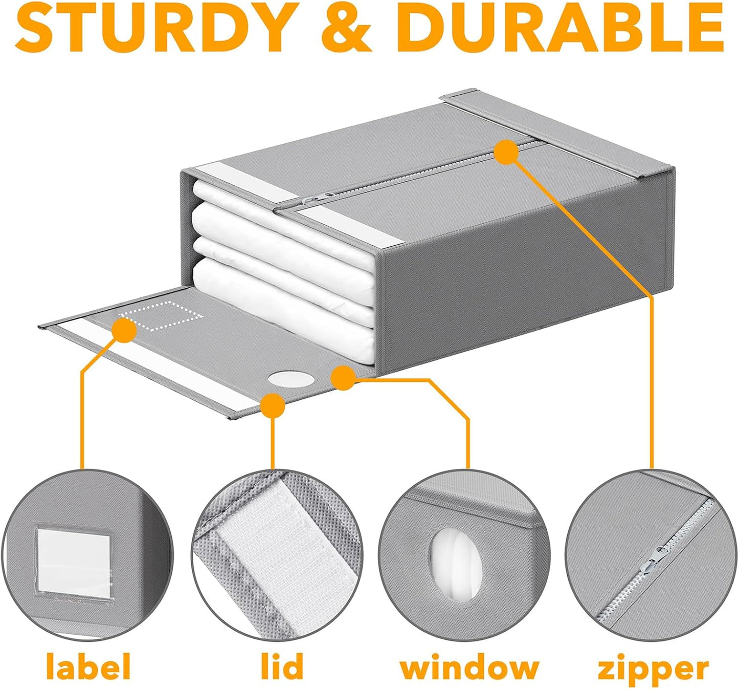 SpaceAid Bed Sheet Organizers - Foldable Linen Closet Storage | XL Queen & King Size, Gray