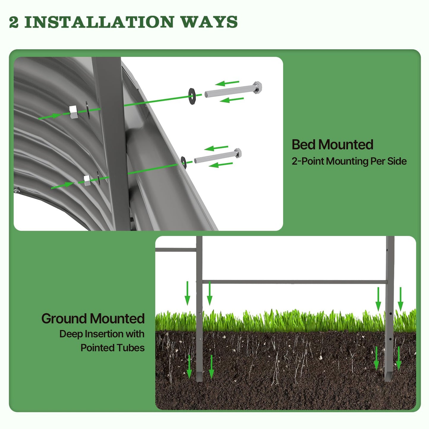 A ANLEOLIFE Garden Arch Trellis for Raised Garden Beds, Heavy-Duty Metal Archway, Bed-Mount or In-Ground Install, Deep-Insert Stability for Cucumbers, Beans, Gourds & Squash, Quartz Gray