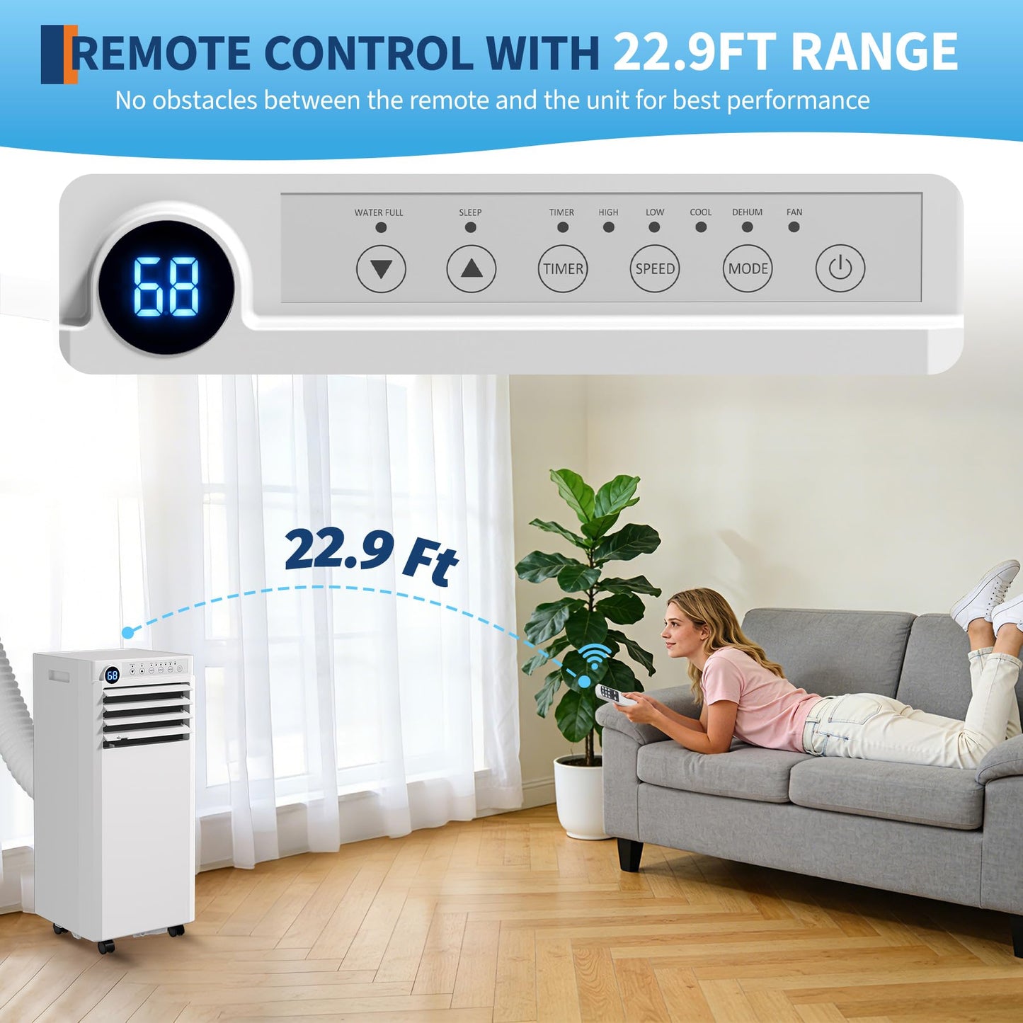 8000 BTU Portable Air Conditioner, 3-in-1 Small Portable AC Unit for Rooms to 350 Sq. Ft. with Cooling, Dehumidifier & Fan Modes, Remote, LED Display, 24H Timer, for Bedroom, Office (8000, BTUs)