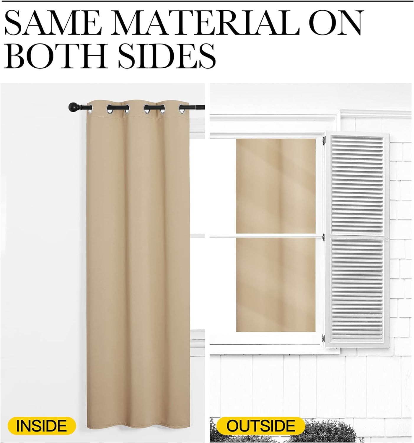 NICETOWN Room Darkening Curtains - Biscotti Beige, 55" x 120" | Thermal Insulated Grommet Panels for Kids' Room