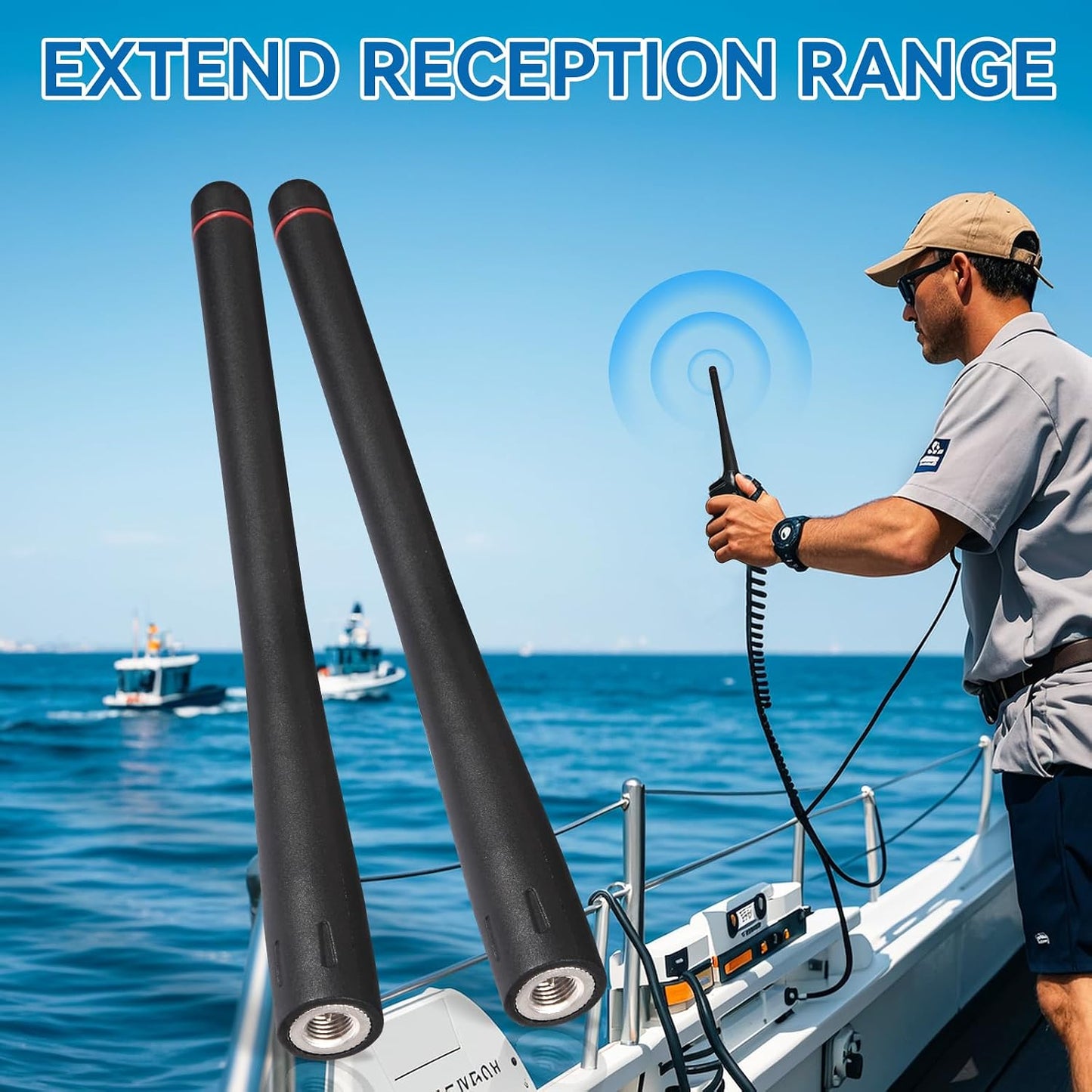 BINGFU 136-174MHz 2-Pack HX210 HX870 HX890 HX300 HX380 HX40 HX280 HX290 HX370 Handheld Marine VHF Radio Antenna Rubber