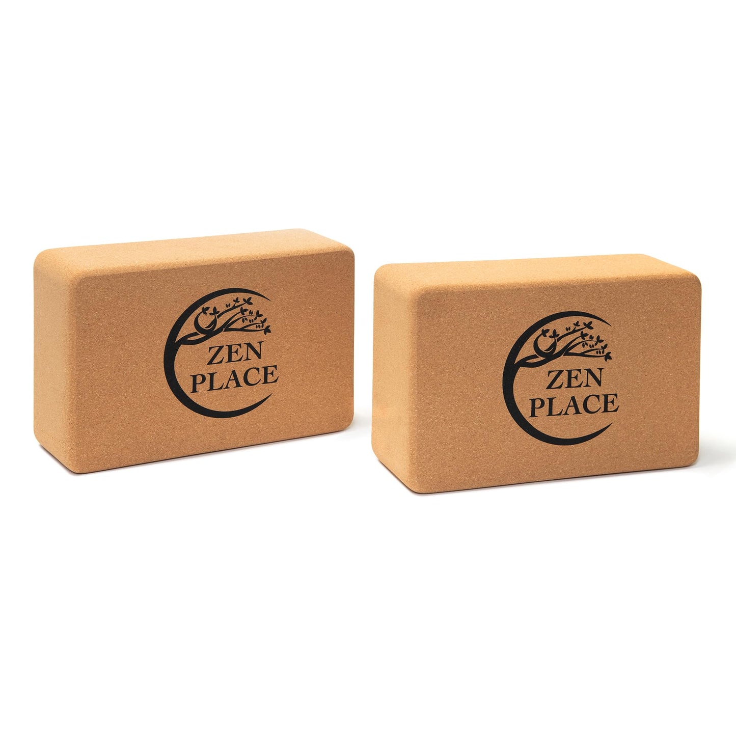 Zen Place Cork Yoga Blocks 2 Pack – High Density Natural Cork Blocks for Yoga, Pilates, Stretching, Balance & Flexibility