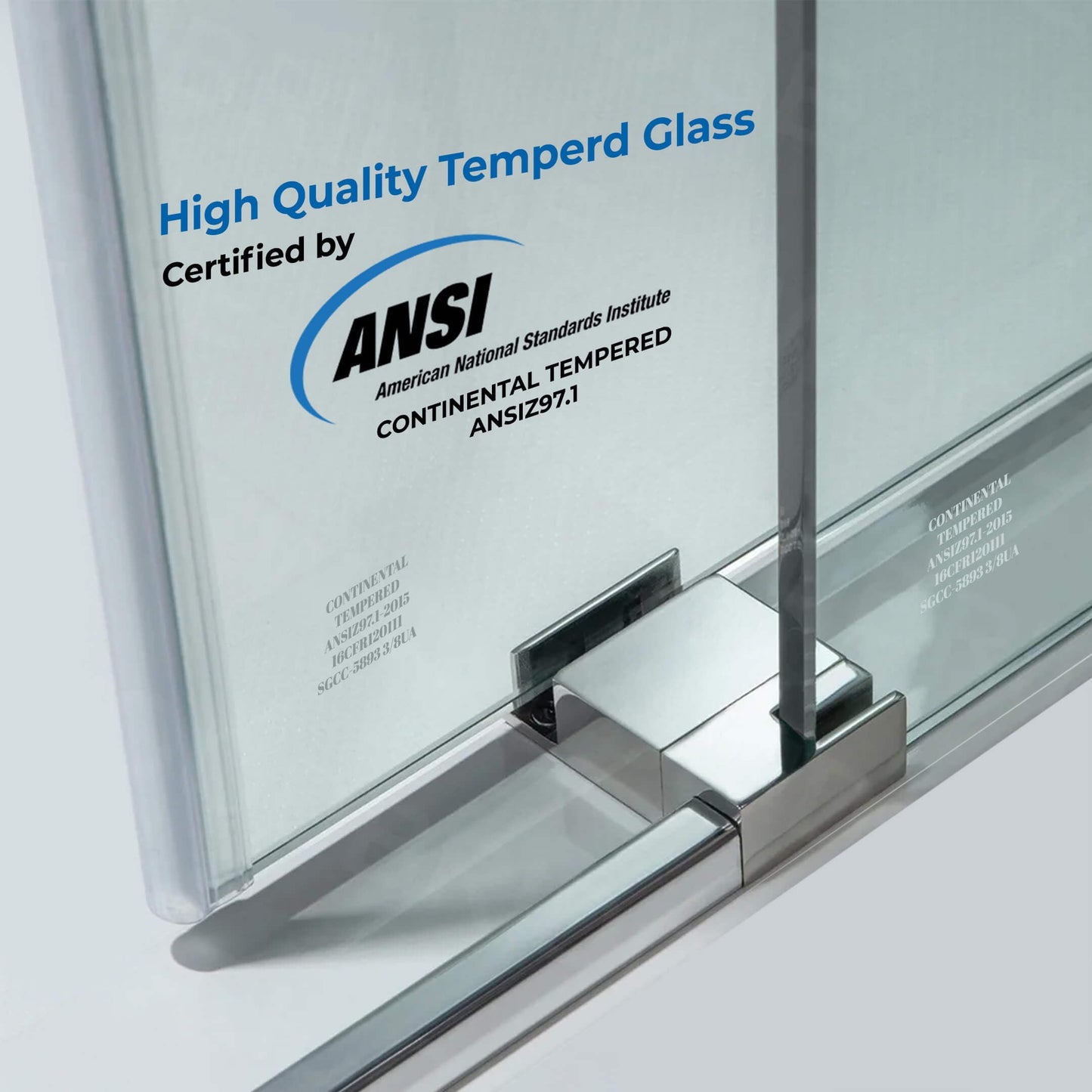 Fab Glass and Mirror Frameless Sliding Shower Door 48" X 72", Adjustable Width 44-48", 5/16" Thick Tempered Glass, Brushed Nickel