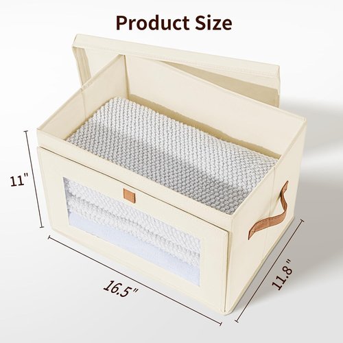 Homsorout Large Closet Storage Bins - Collapsible Clothing Organizers with Handles & Windows | 8-Pack Beige