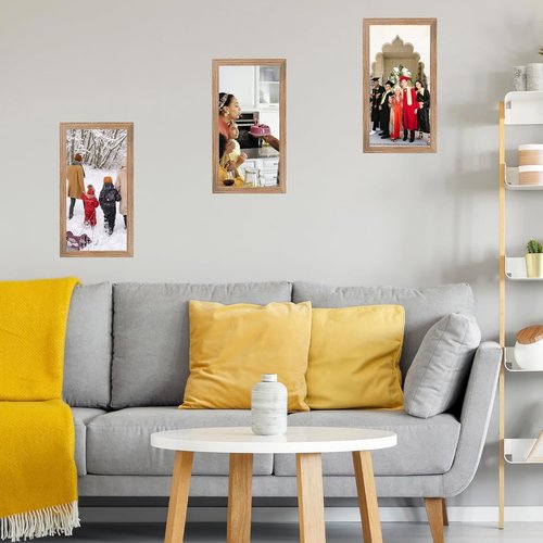 JCJMY 8x17 Rustic Brown Picture Frame - Versatile Wall Hanging for Horizontal & Vertical Photos
