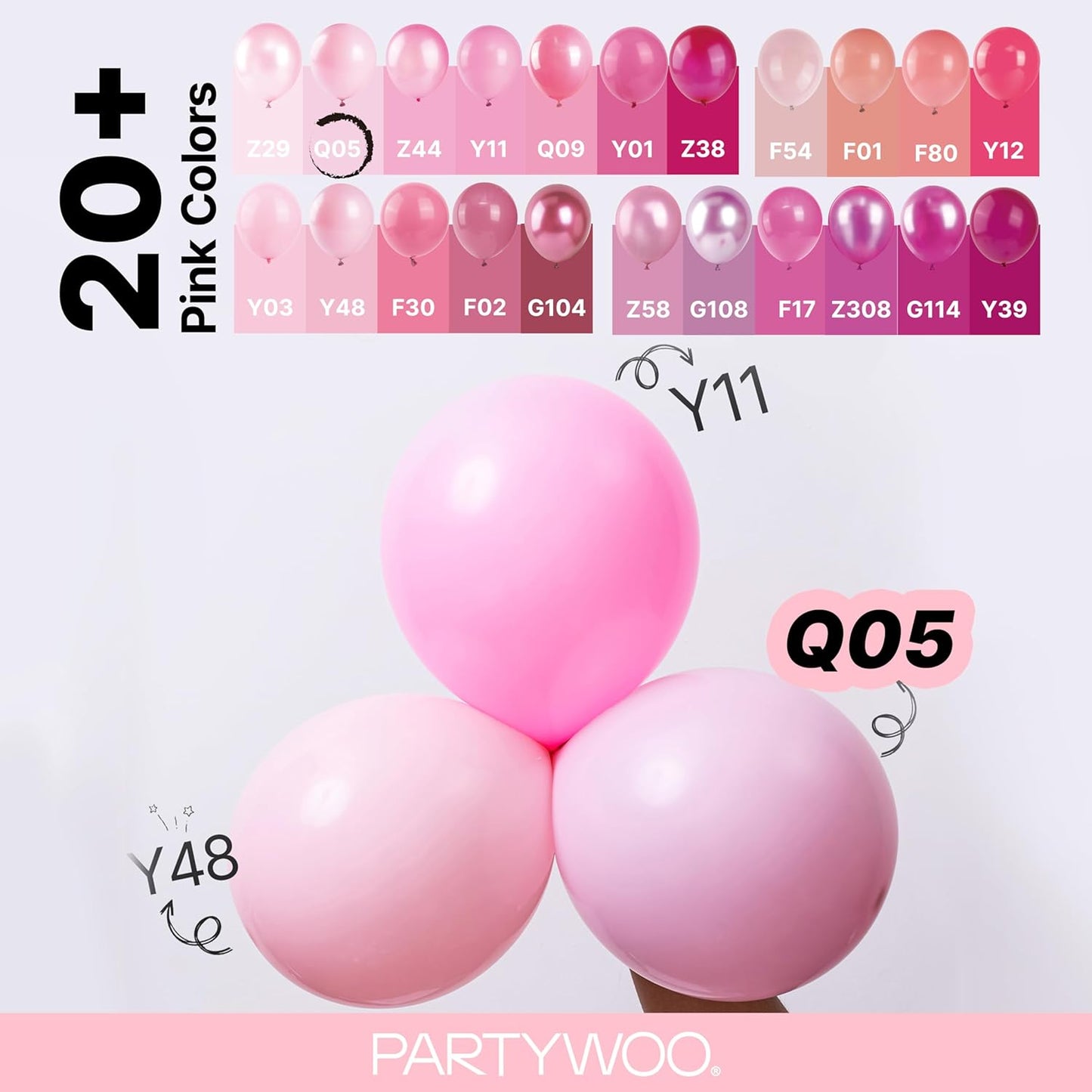 PartyWoo Baby Pink Balloons - 127-Piece Arch Kit for Gender Reveal & Birthday Decor | Various Sizes