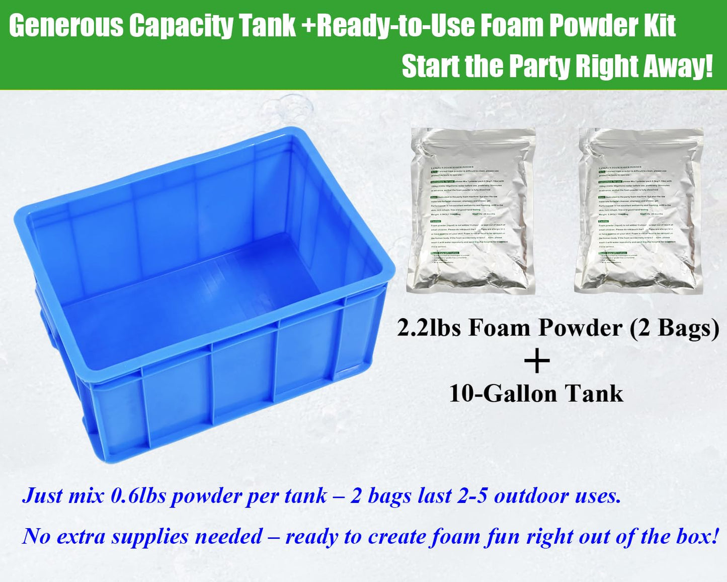 LANGXUN 800W Foam Jet Cannon Machine, Water Toys - New Bubble Maker with Foam Particle and Water Tank, Perfect for Birthdays, Celebrations, Backyard Summer Pool Party Events