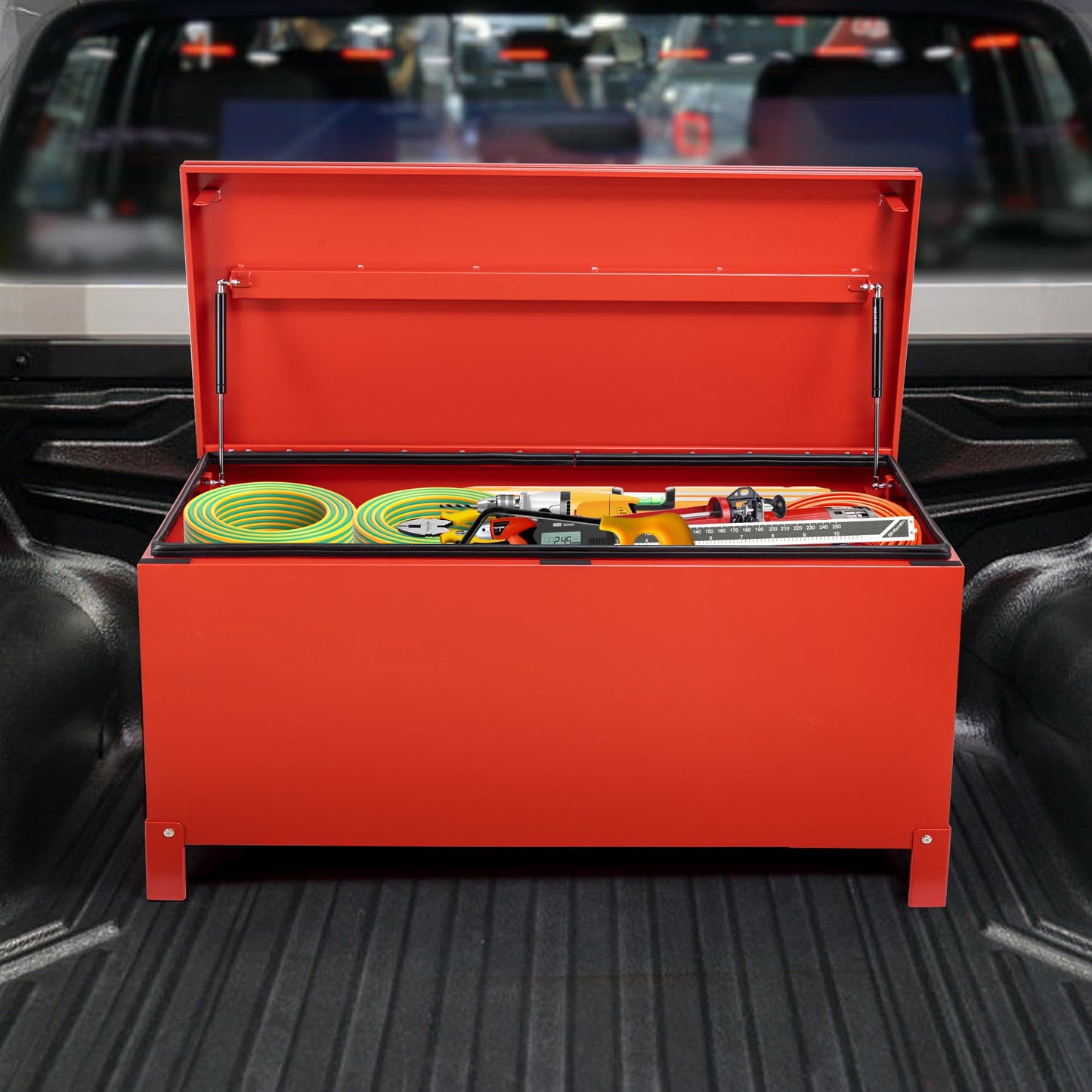 GAOMON Large Tool Box Truck Bed Toolboxes Steel Heavy Duty Waterproof Free Assemble Tool Organizer Chest Cabinet Toolbox with Side Handles for Pick Up Trucks RV Trailer