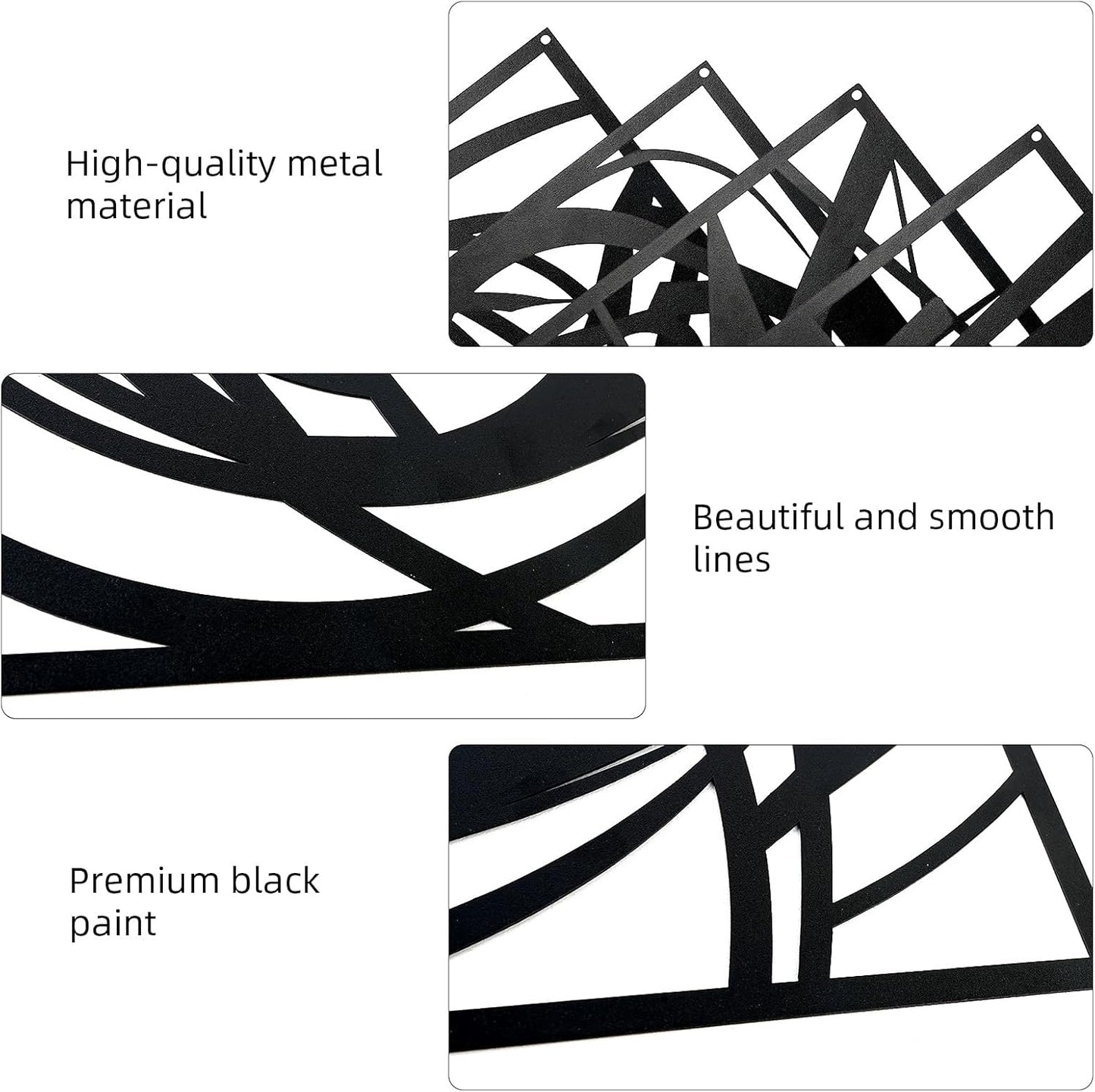 Skiennix Black Abstract Metal Wall Art - Modern Minimalist 3D Textured Decor | 15.7 x 10.6 Inch for Living Room, Bedroom, Office