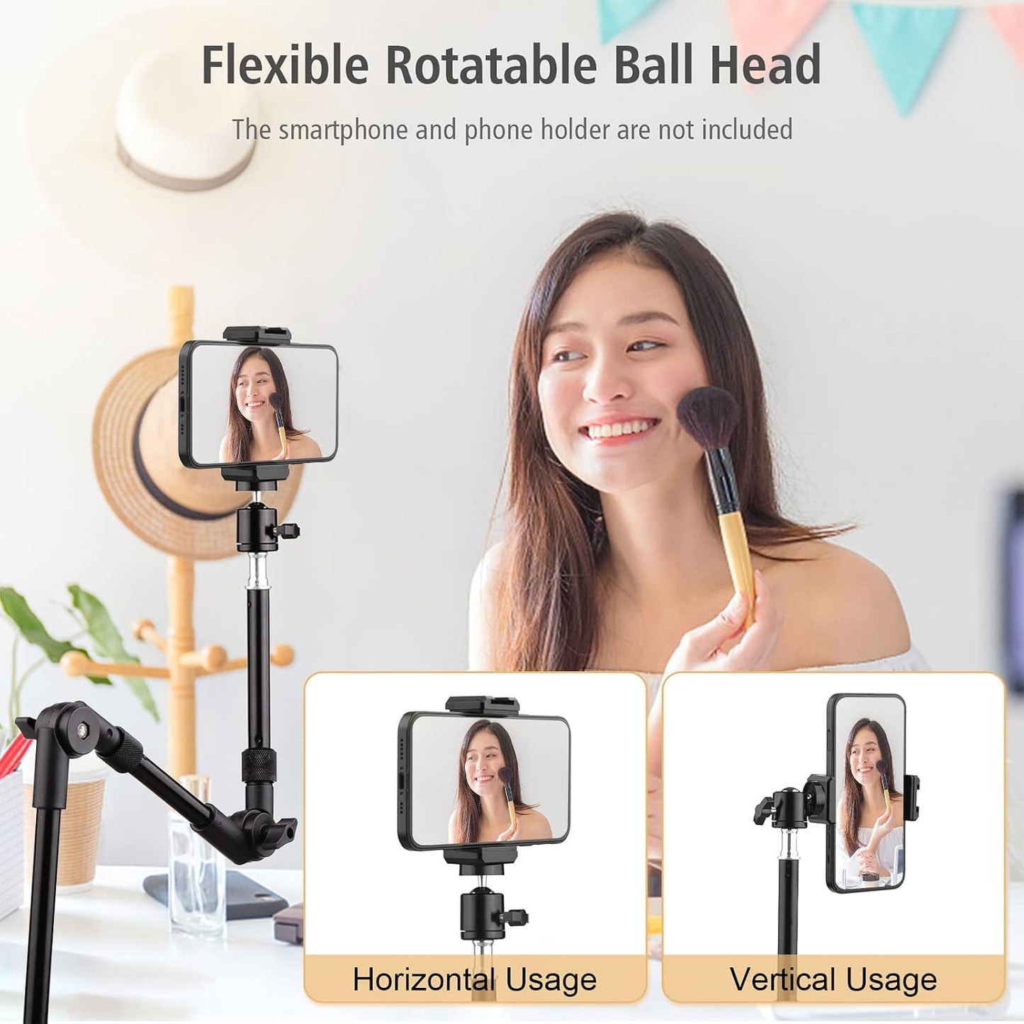 Andoer ST-01 1/4 Inch 3kg Flexible Foldable Desk Mount Stand Metal Bracket Screw Load Capacity with Flexible Ballhead