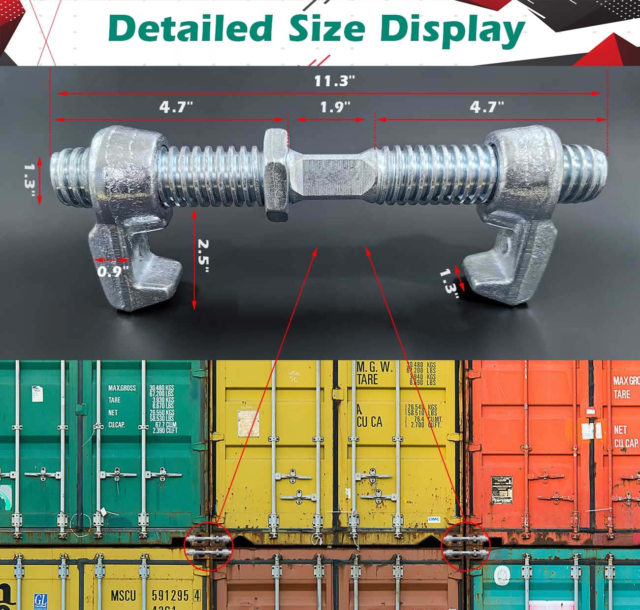 4 Pack Shipping Container Bridge Fitting Clamp/ 280 mm Galvanized Screw Clamp by Container Nut/Rail Shipping Container Accessories Wheels Kit/to Connect Shipping Containers Together…