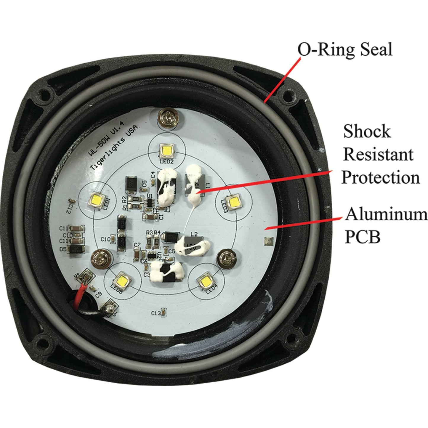 Tiger Lights TL500F 50W Compact LED Flood Light, Generation 2 9V Compatible with/Replacement for Case 1150K, 1150M, 1650L, 1650M, 2050M, 650K, 650L, 750K, 850K Crawler Dozer Flood Off-Road Light