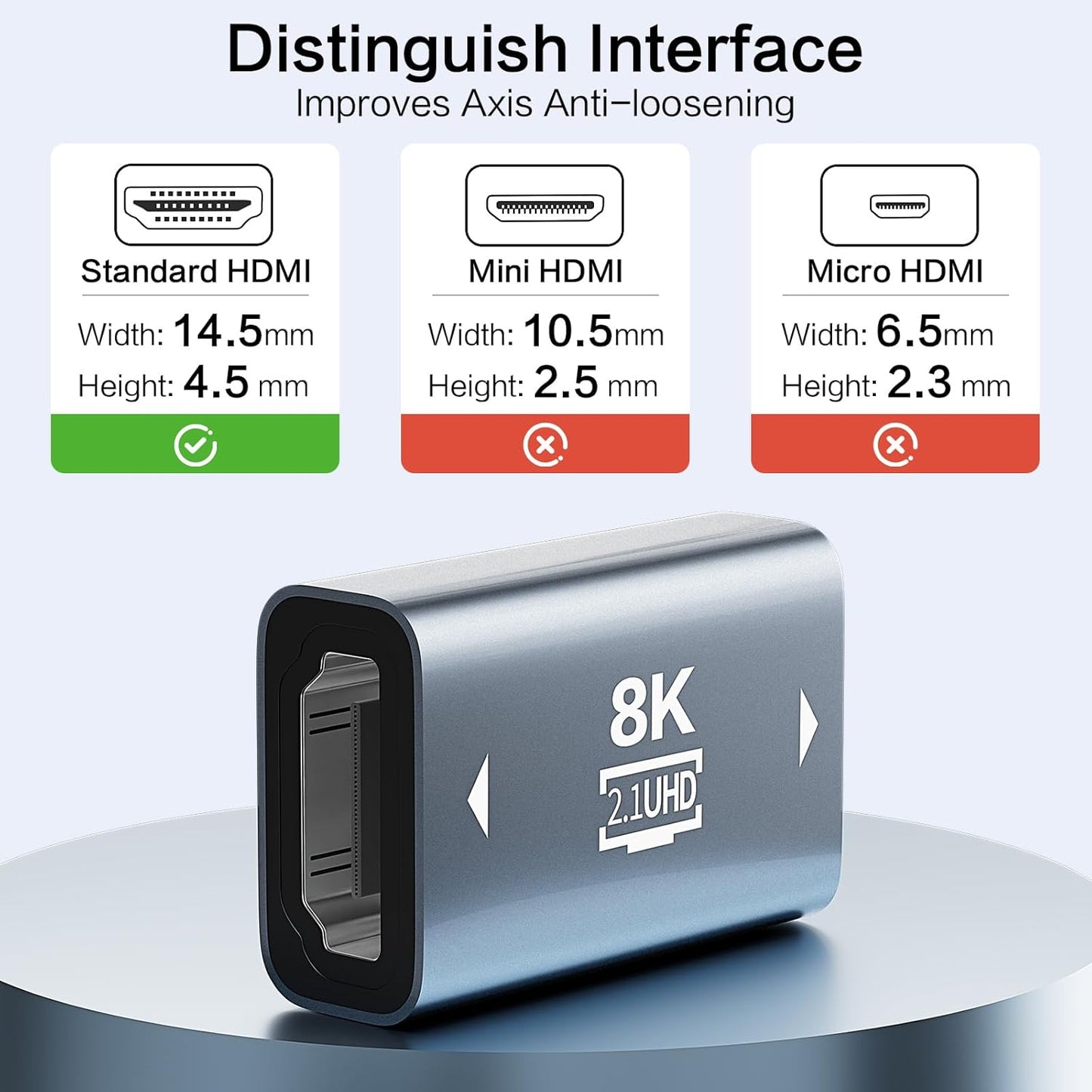 BMKZAYR 8K 4 Pack, 8K@60Hz 2.1 8K@60Hz 4K@120Hz 120UHD, 3D, HDMI to HDMI Coupler Female to Female Extension Adapter