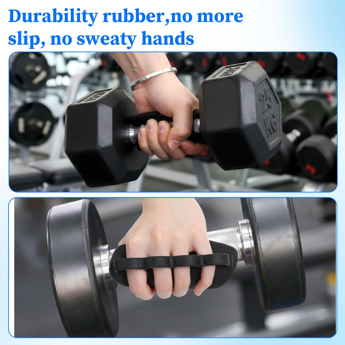 Elegaperma 4pcs Weight Grip, Workout Grips, Rubber Gym Grip, Anti-Slip Weightlifting Grips for Women & Men Gym Training and Exercise, Weight Lifting