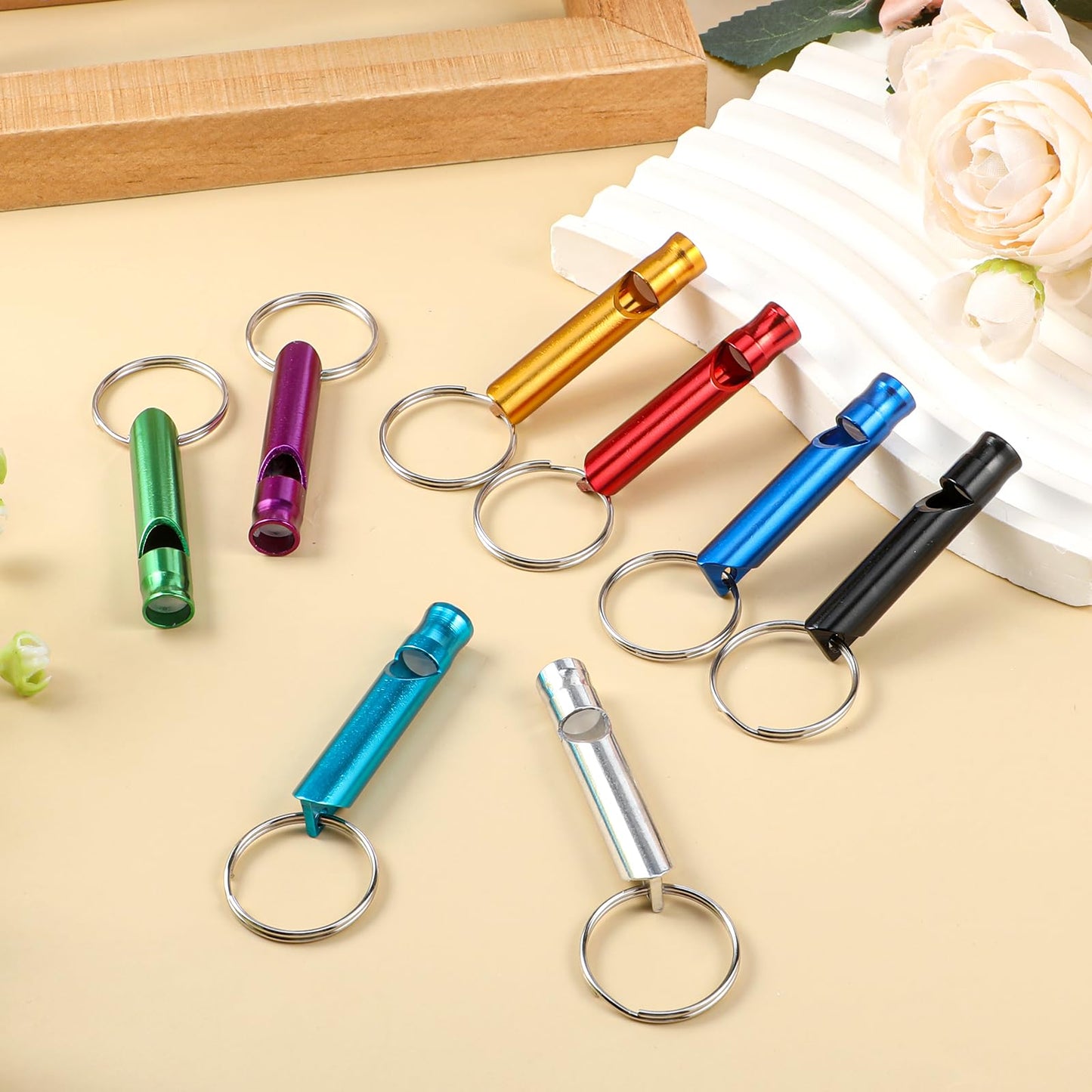 Aphumedc 200Pcs Emergency Whistles with Keychains, Aluminum Extra Loud Survival Whistle, Whistle Bulk for Camping Hiking Hunting Boating Training Outdoor Sports, Multicolor