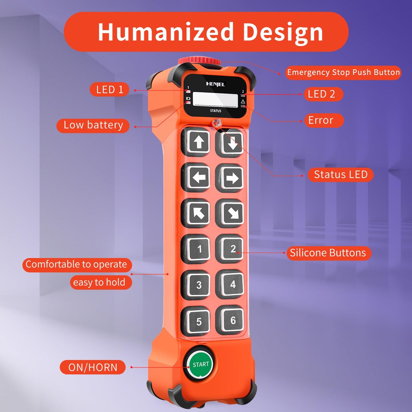 12 Channel Button Industrial Wireless Crane Radio Remote Control for Overhead Bridge Travelling Gantry Hoist Crane 2 Transmitters and 24V 110V 220V Receiver