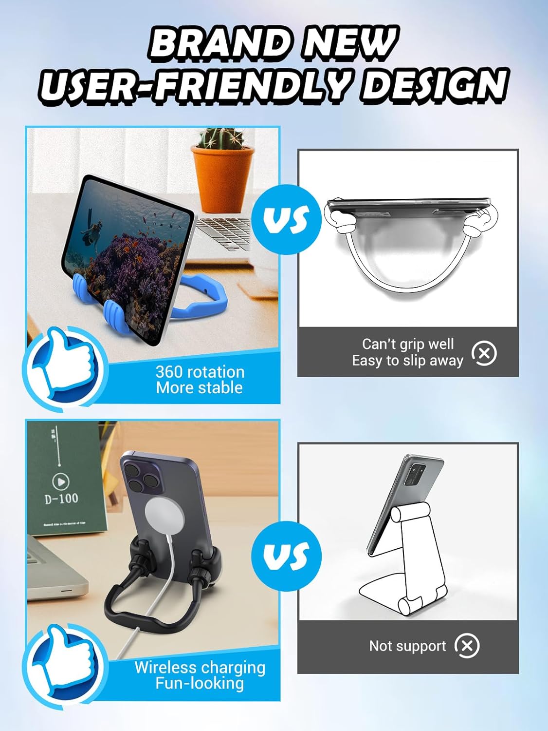 CALDEVER 2 Pack Easter Basket Stuffers for Teens Boys Girls Him Men Ideas: Thumbs Up Lazy Phone Stand Cell Phone Holder